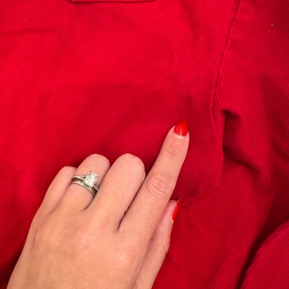 Vintage Girl’s Corduroy Red Flower Appliqué Overall Jumpsuit Romper - Picture 7 of 7